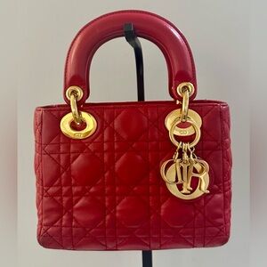 Christian Dior Lady Dior Mini – Red Cannage with Gold Hardware